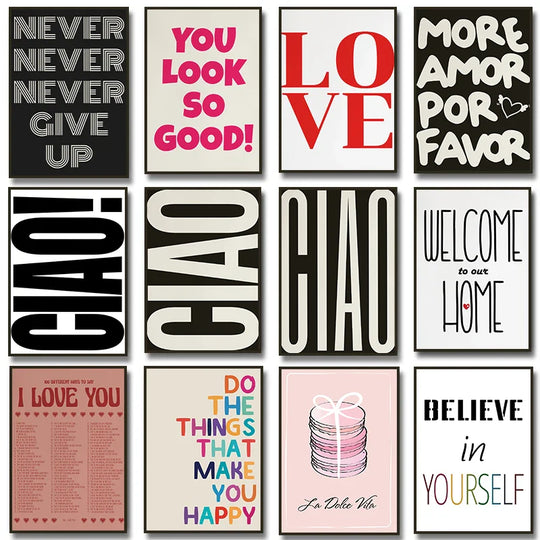 Ciao Minimal Typographic Canvas Wall Art Print