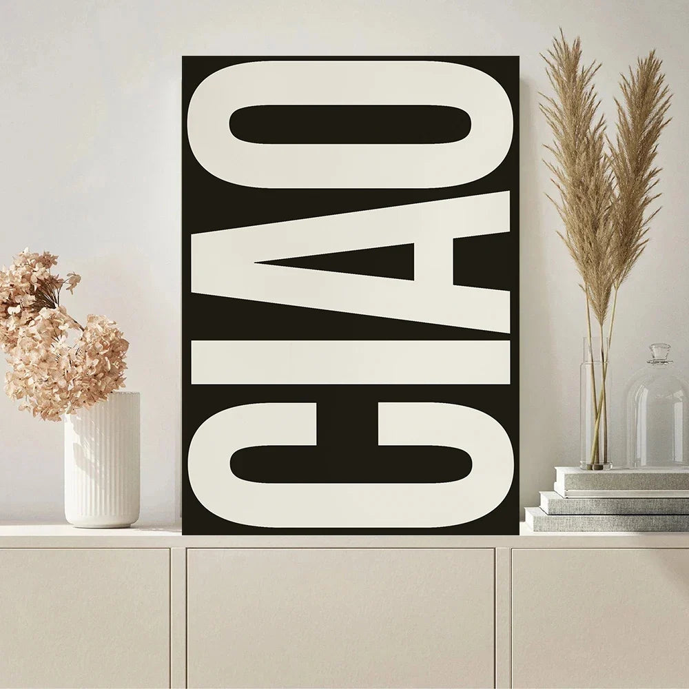 Ciao Minimal Typographic Canvas Wall Art Print