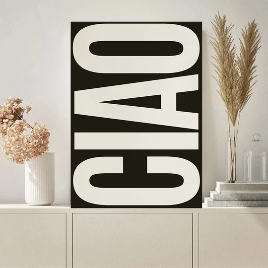 Ciao Minimal Typographic Canvas Wall Art Print