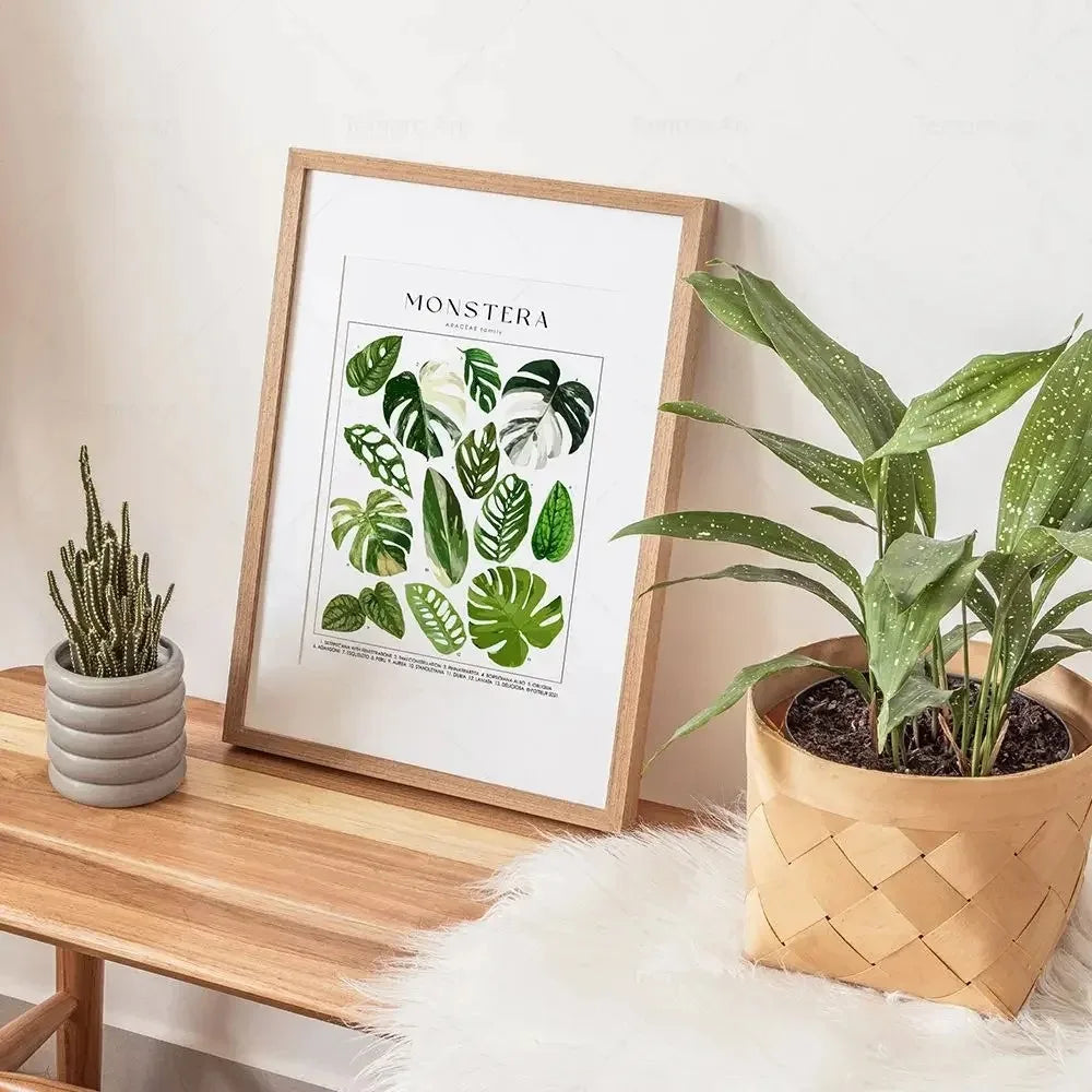 Classic Botanical Specimen Green Leaves Canvas Wall Art