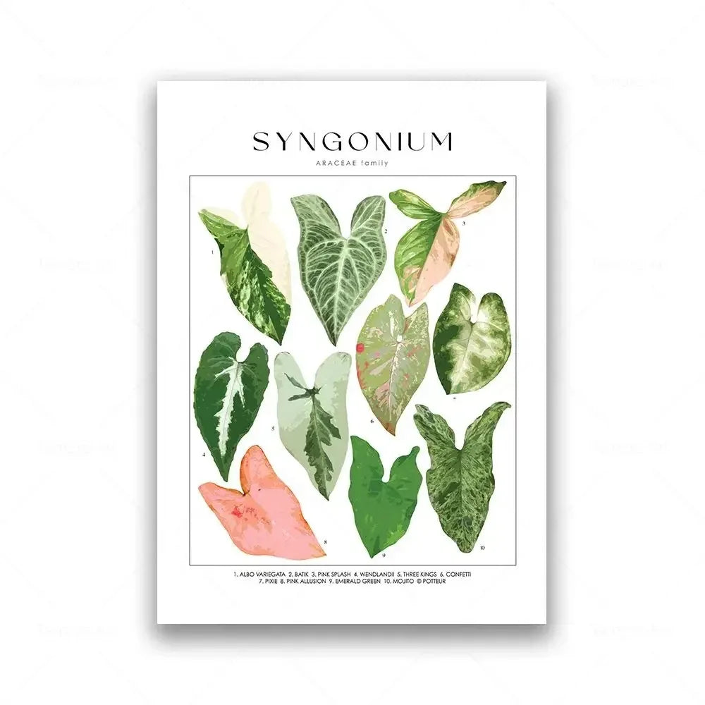 Classic Botanical Specimen Green Leaves Canvas Wall Art