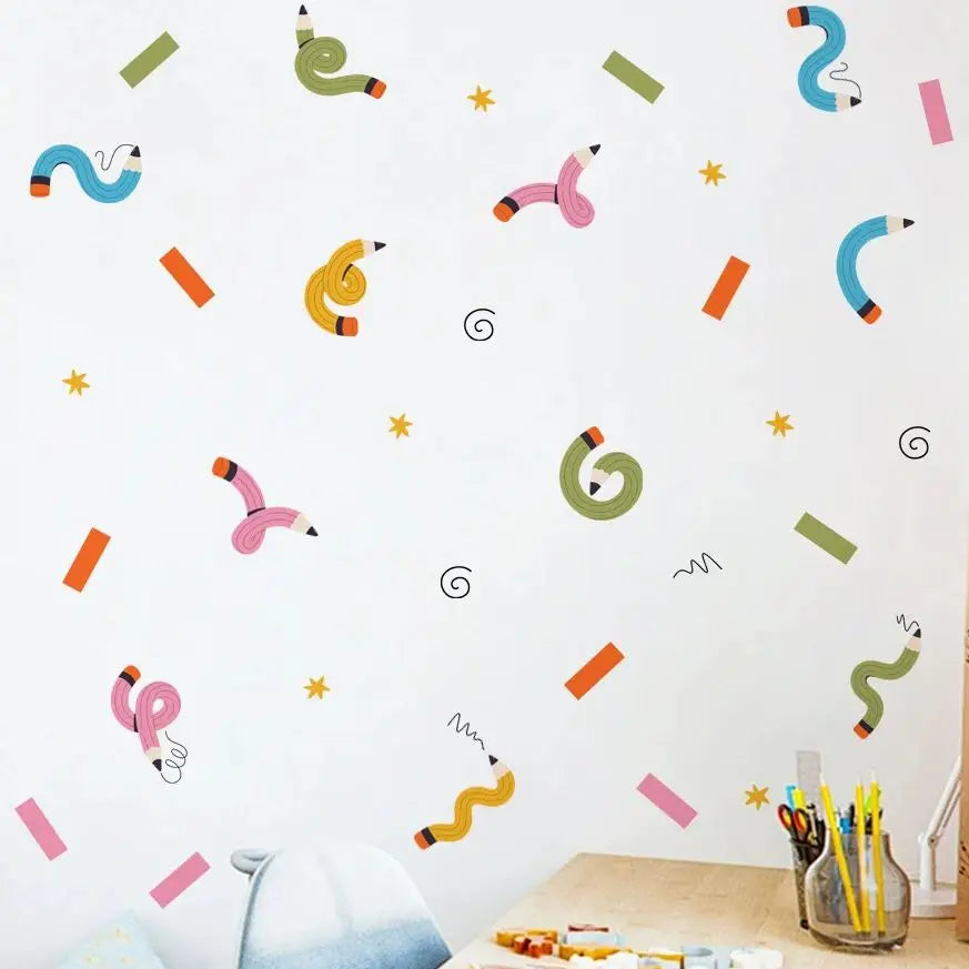 Colorful Crazy Crayons Cartoon Wall Decals For Kids Room