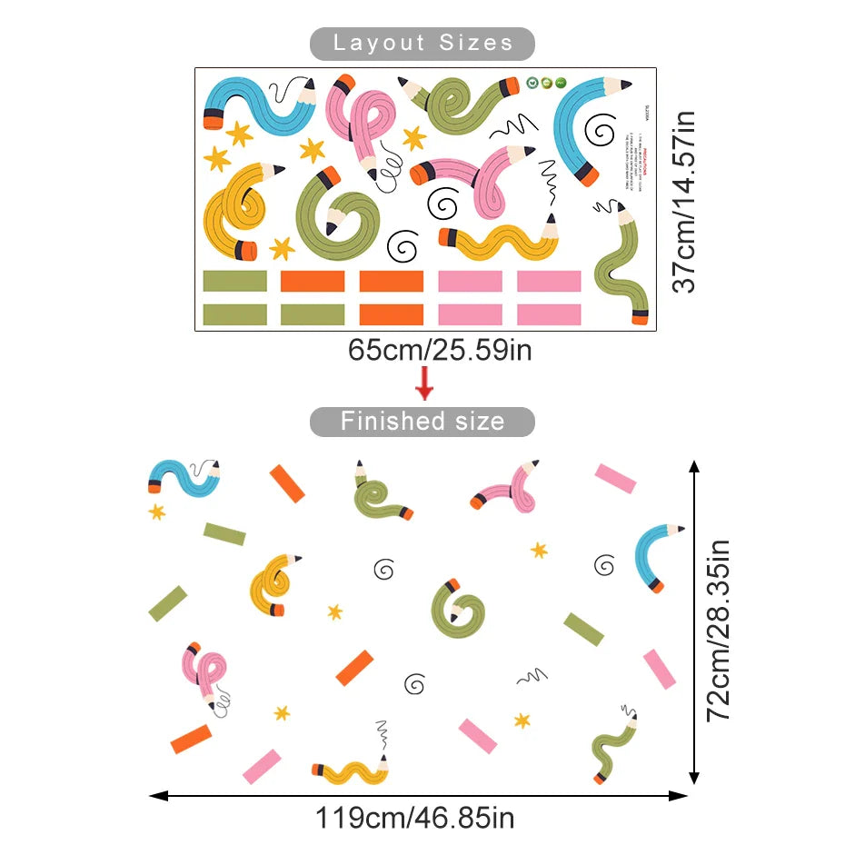 Colorful Crazy Crayons Cartoon Wall Decals For Kids Room