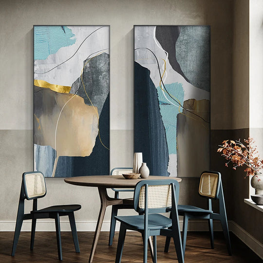 Colorful Golden Flash Geomorphic Abstract Canvas Wall Art Unframed