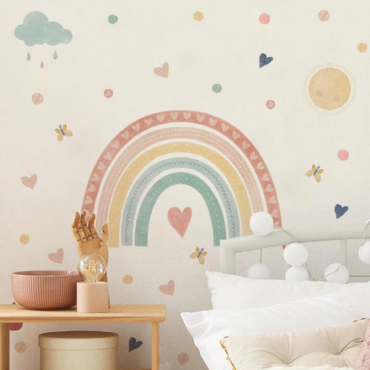 Colorful Rainbow Heart Cloud Wall Decals