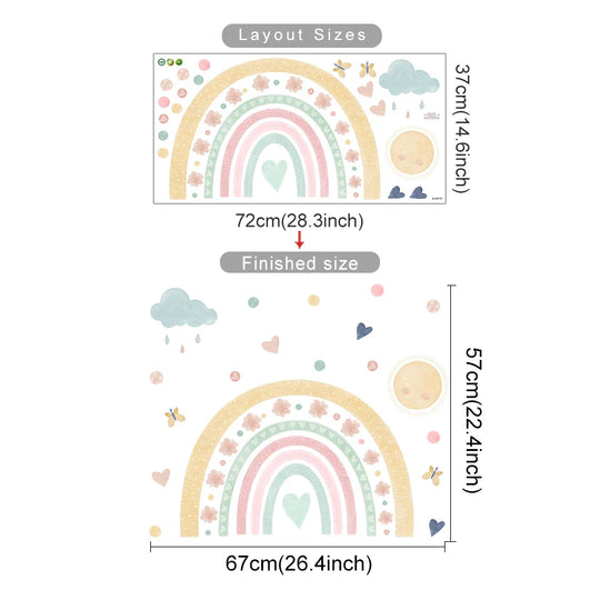 Colorful Rainbow Heart Cloud Wall Decals