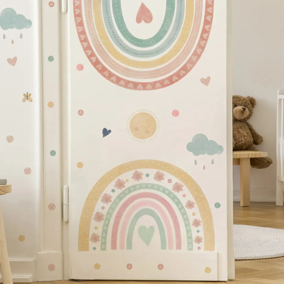 Colorful Rainbow Heart Cloud Wall Decals