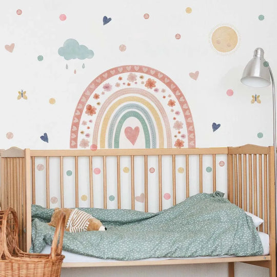 Colorful Rainbow Heart Cloud Wall Decals