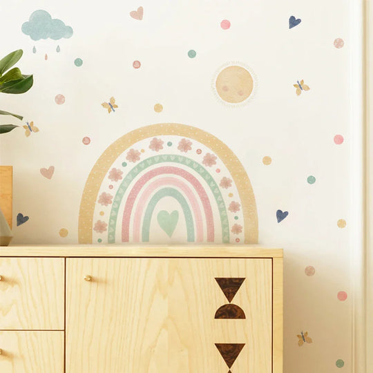 Colorful Rainbow Heart Cloud Wall Decals