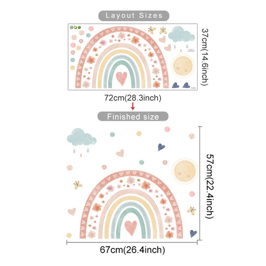 Colorful Rainbow Heart Cloud Wall Decals