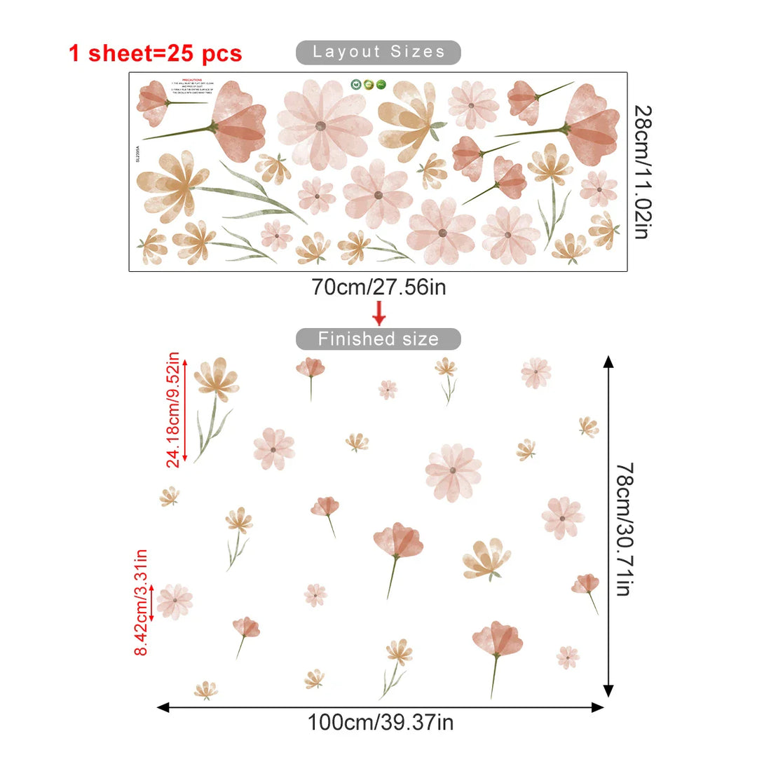 Colorful Wild Meadow Flower Wall Decals