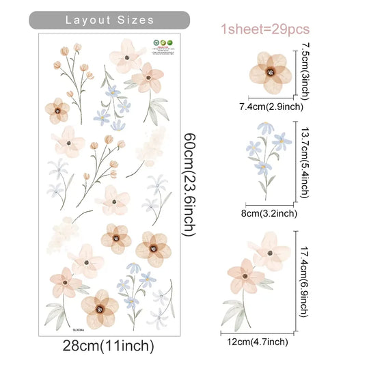 Colorful Wild Meadow Flower Wall Decals