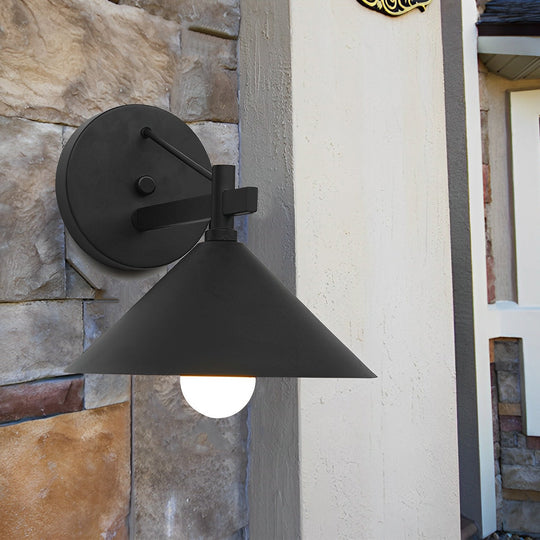 Conical Simple Waterproof Retro American Style Outdoor Wall Sconce Lighting