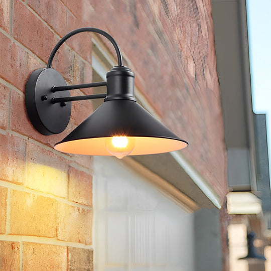 Retro Conical Iron Industrial Outdoor Wall Lamp
