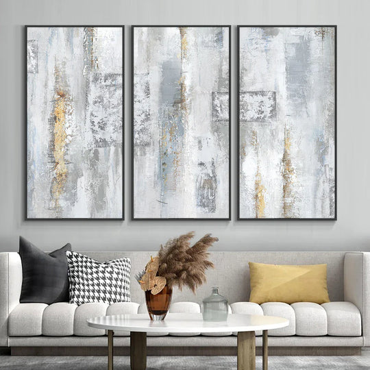 Contemporary Shades of Gray Abstract Vertical Canvas Wall Art Unframed