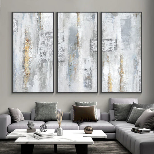 Contemporary Shades of Gray Abstract Vertical Canvas Wall Art Unframed