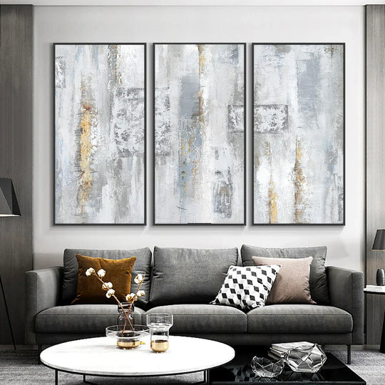 Contemporary Shades of Gray Abstract Vertical Canvas Wall Art Unframed
