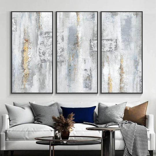 Contemporary Shades of Gray Abstract Vertical Canvas Wall Art Unframed