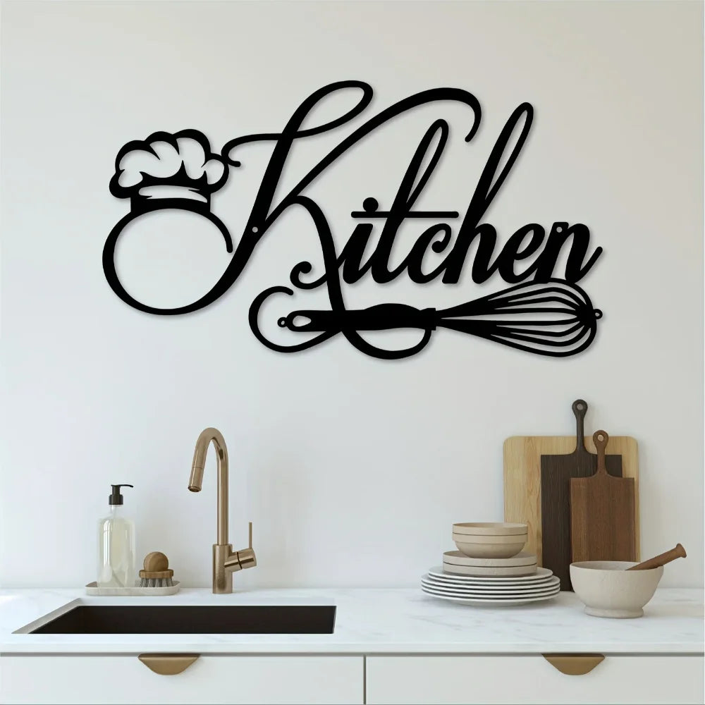 Cookery Lovers Black Metal Kitchen Wall Art Decor