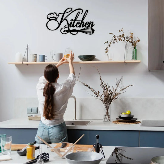 Cookery Lovers Black Metal Kitchen Wall Art Decor