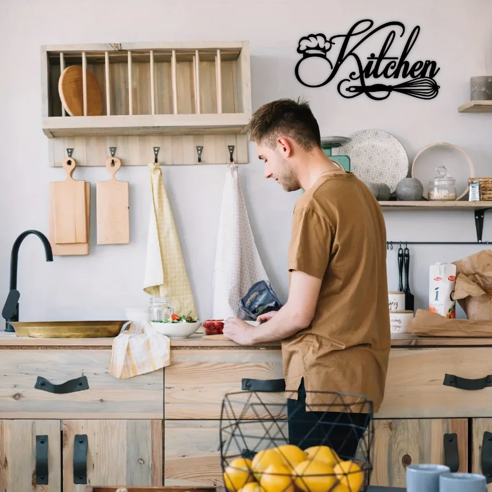 Cookery Lovers Black Metal Kitchen Wall Art Decor