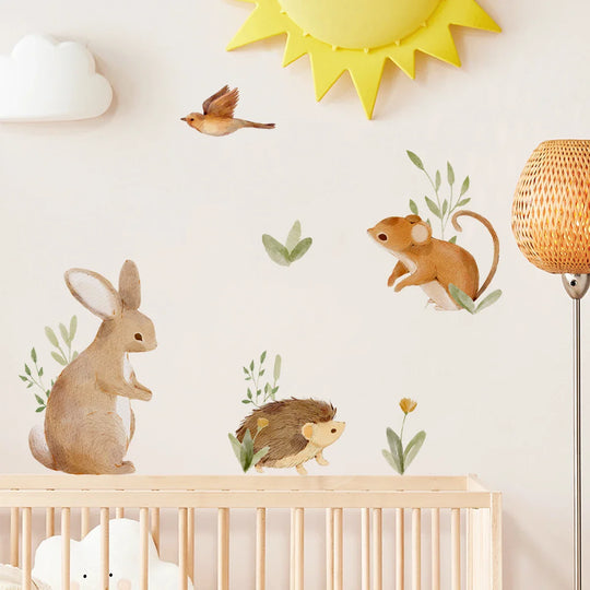 Countryside Animals Cartoon Wall Decals For Kids Room Decor