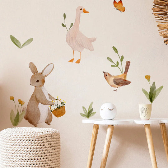 Countryside Animals Cartoon Wall Decals For Kids Room Decor