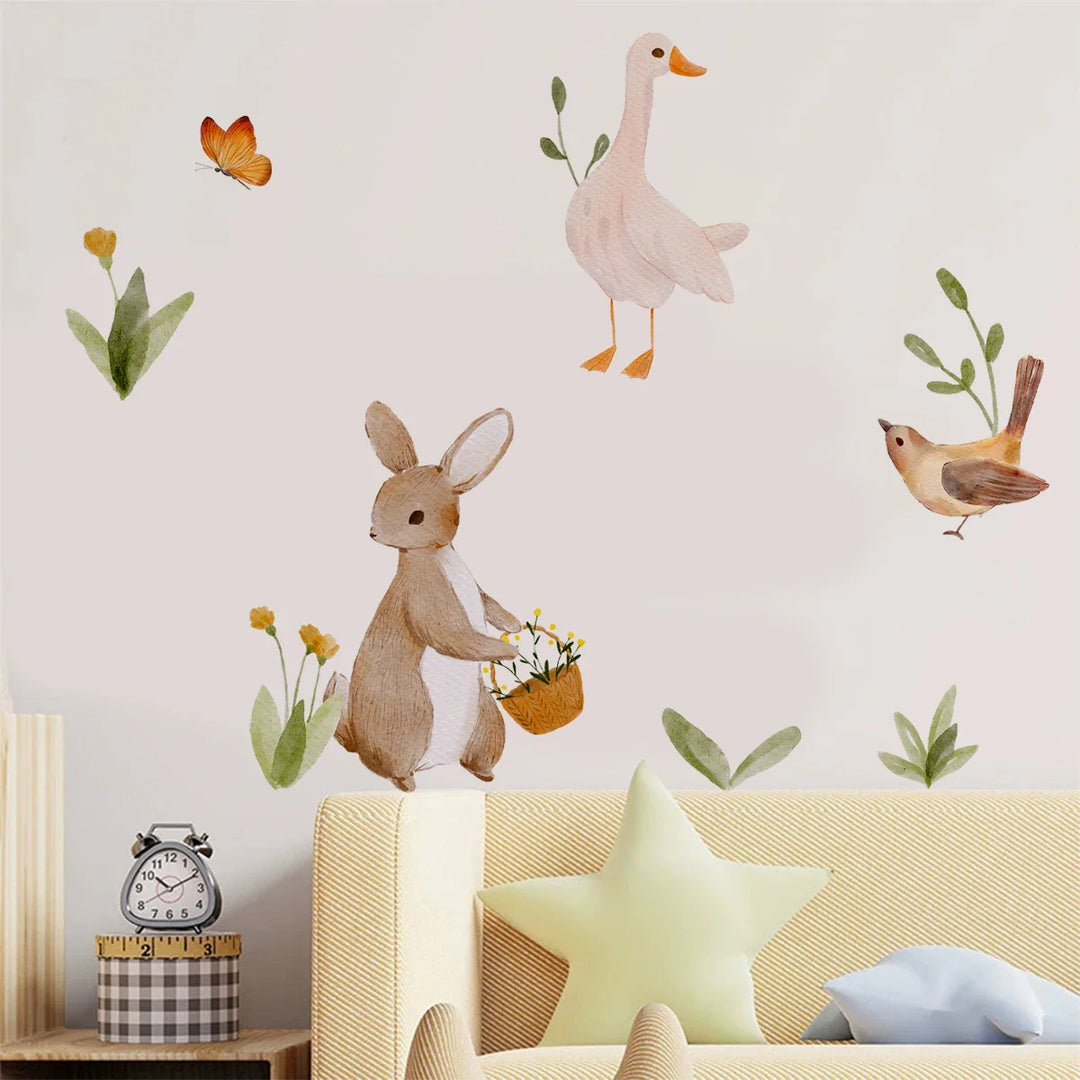 Countryside Animals Cartoon Wall Decals For Kids Room Decor