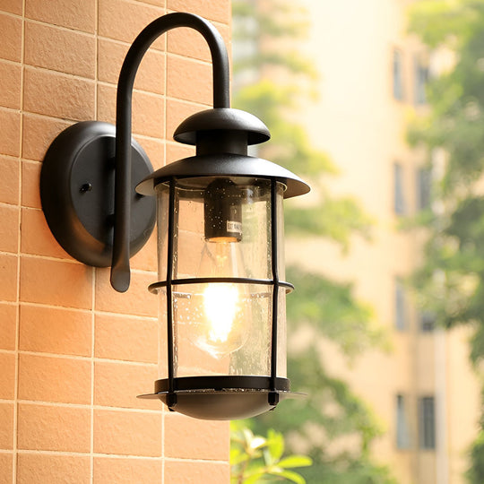 Black Glass LED Outdoor Waterproof Wall Sconce