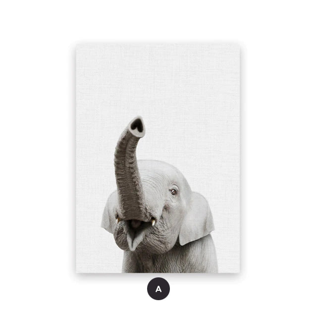 Baby Animal Portraits Cute Canvas Wall Art for Kids Room