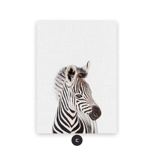Baby Animal Portraits Cute Canvas Wall Art for Kids Room