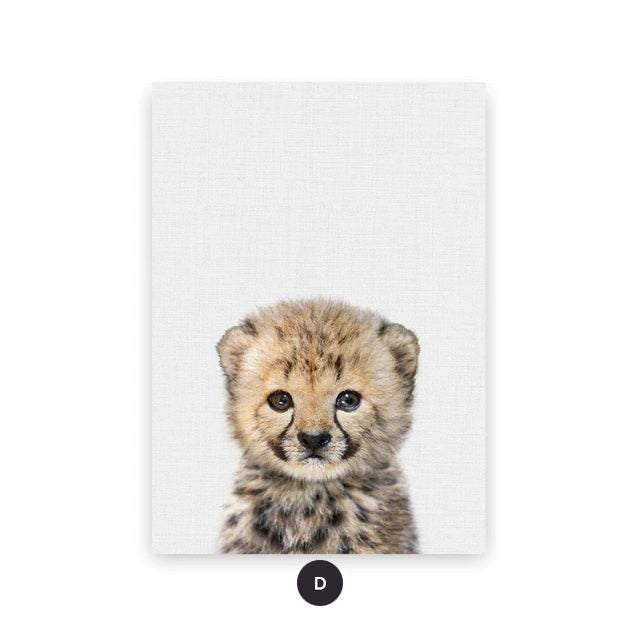 Baby Animal Portraits Cute Canvas Wall Art for Kids Room