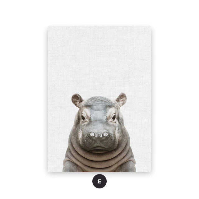 Baby Animal Portraits Cute Canvas Wall Art for Kids Room