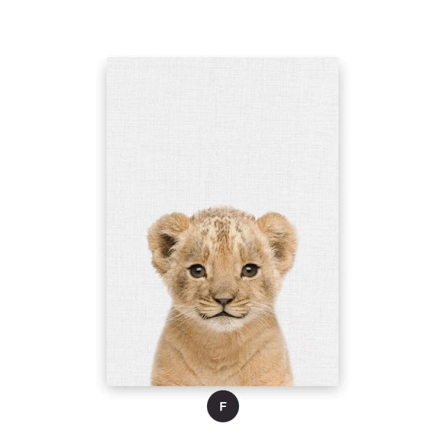 Baby Animal Portraits Cute Canvas Wall Art for Kids Room