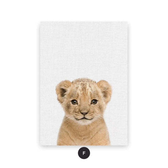 Baby Animal Portraits Cute Canvas Wall Art for Kids Room