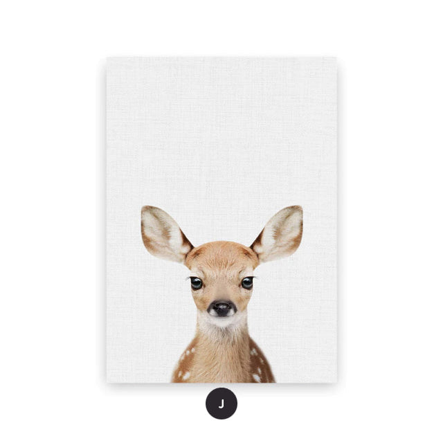 Baby Animal Portraits Cute Canvas Wall Art for Kids Room