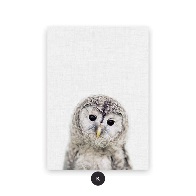 Baby Animal Portraits Cute Canvas Wall Art for Kids Room