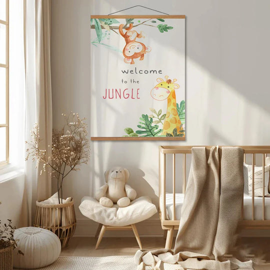 Cute Cartoon Jungle Animal Canvas Wall Art For Kids Room