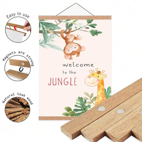 Cute Cartoon Jungle Animal Canvas Wall Art For Kids Room
