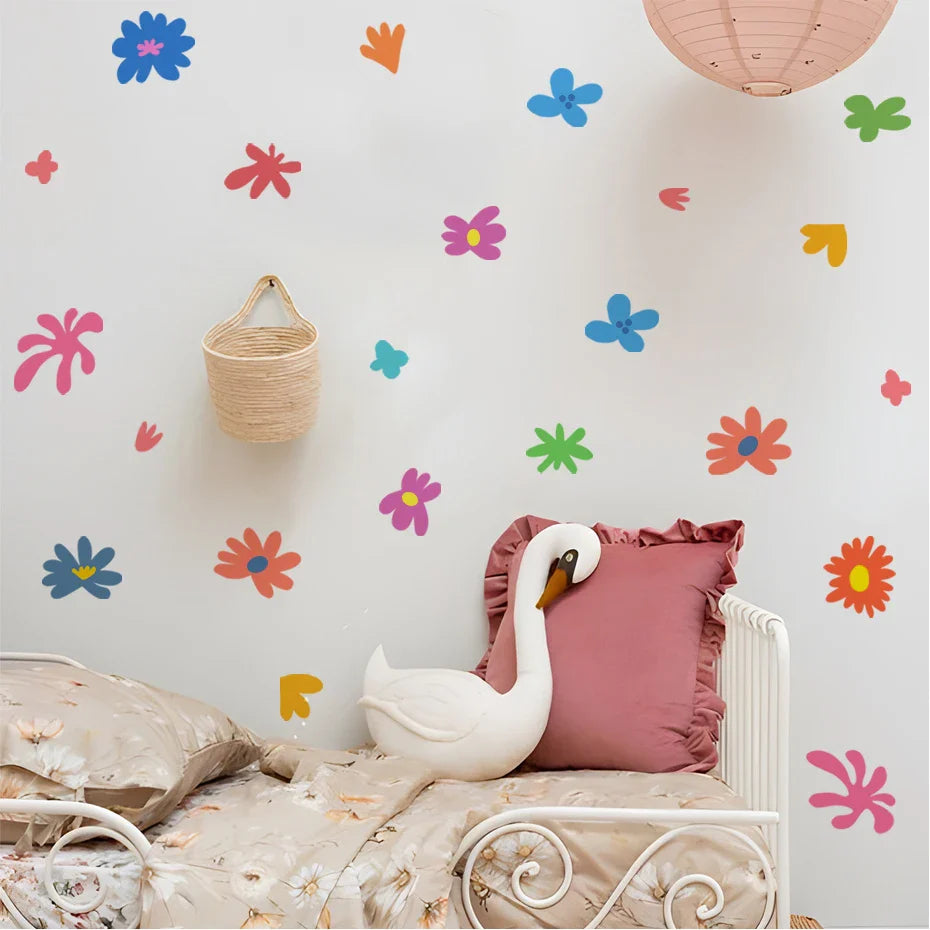Cute Colorful Floral Wall Decals For Kids Room Decor