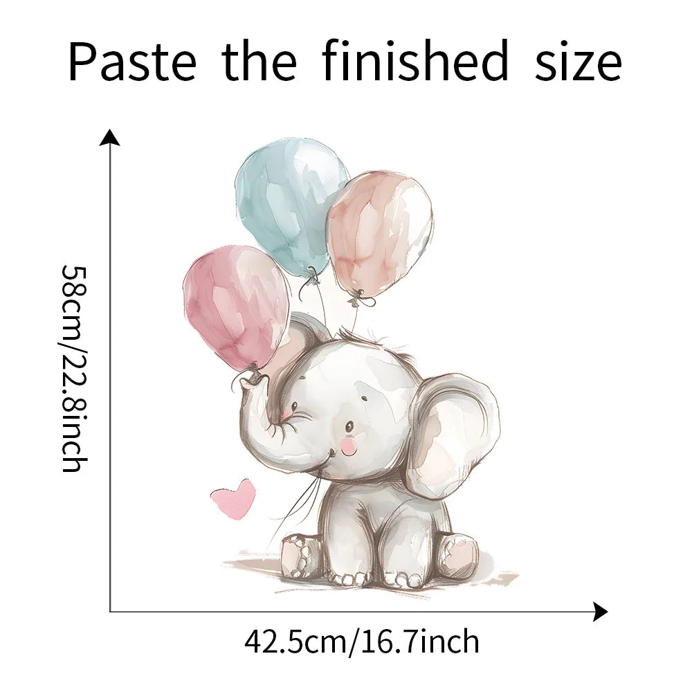 Cute Elephant And Balloons Wall Decal For Kids Room