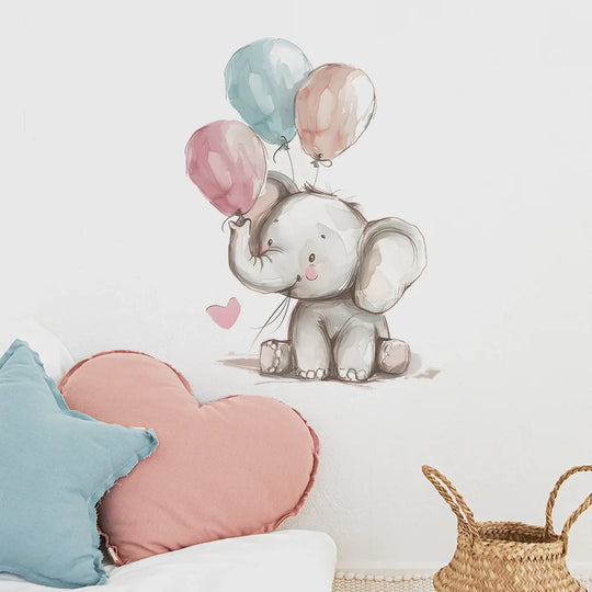Cute Elephant And Balloons Wall Decal For Kids Room