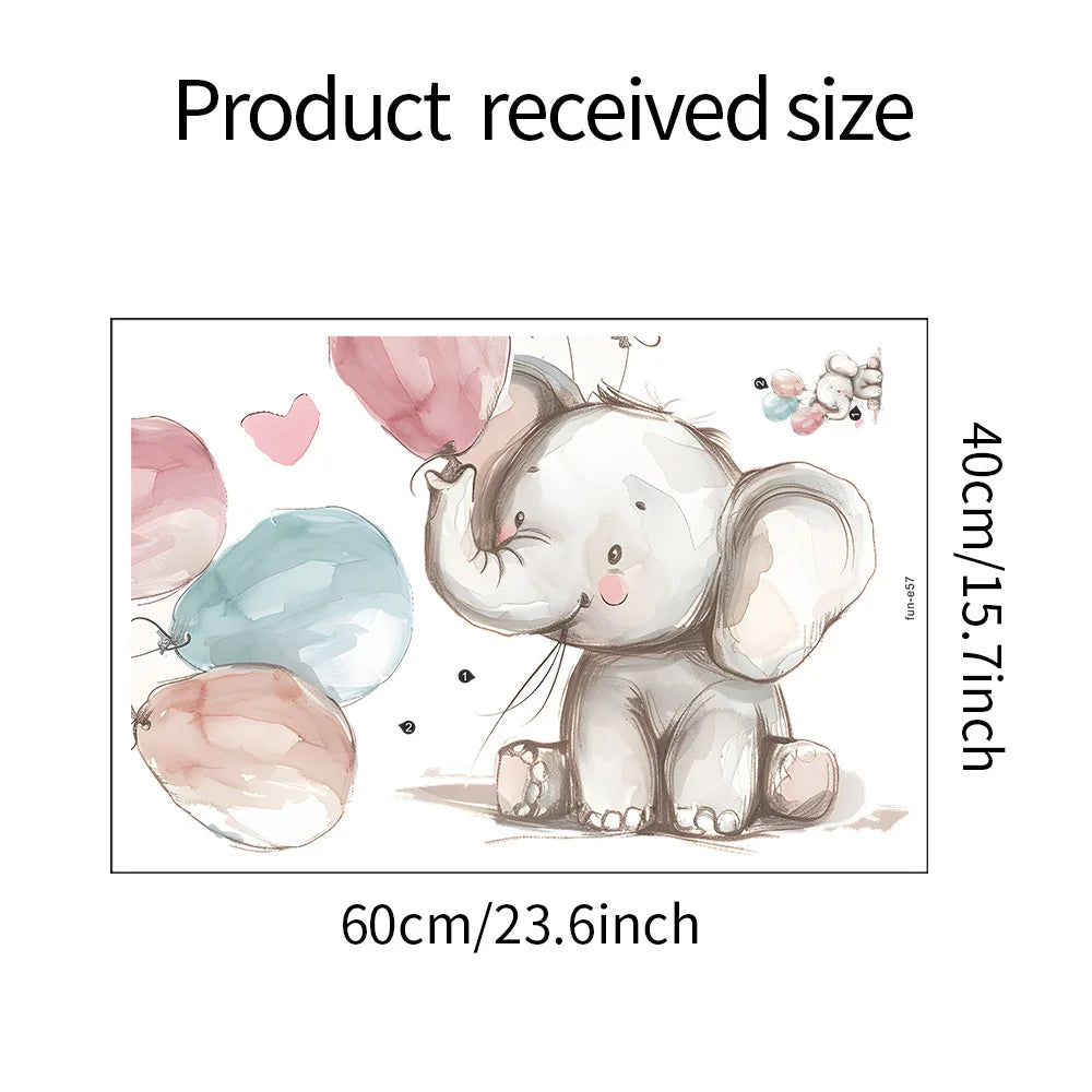 Cute Elephant And Balloons Wall Decal For Kids Room