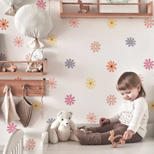 Cute Pastel Daisy Wall Decals For Kids Room Decor
