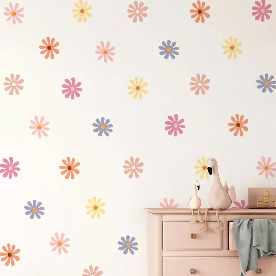 Cute Pastel Daisy Wall Decals For Kids Room Decor