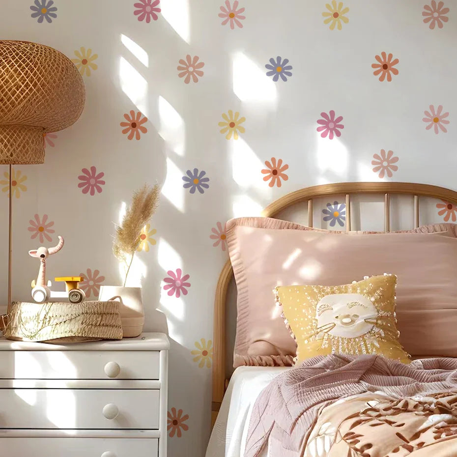 Cute Pastel Daisy Wall Decals For Kids Room Decor