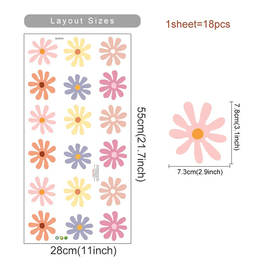 Cute Pastel Daisy Wall Decals For Kids Room Decor