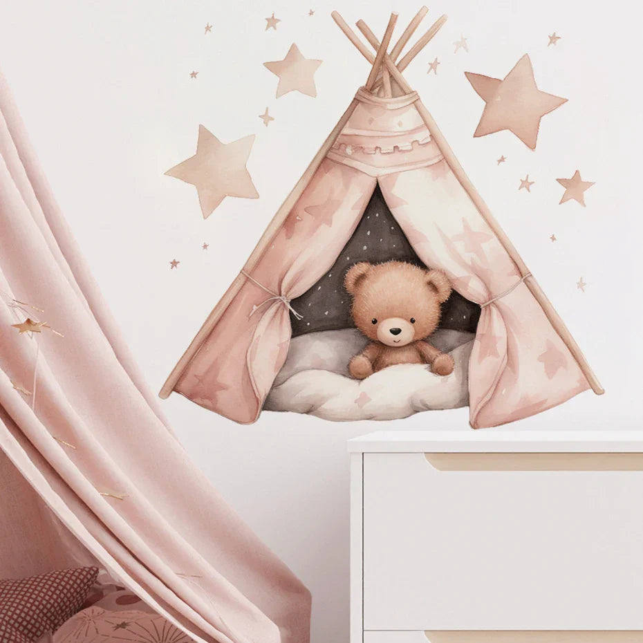 Cute Teddy Bear Teepee Wall Decals