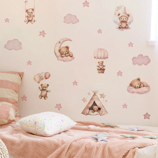Cute Teddy Bear Teepee Wall Decals