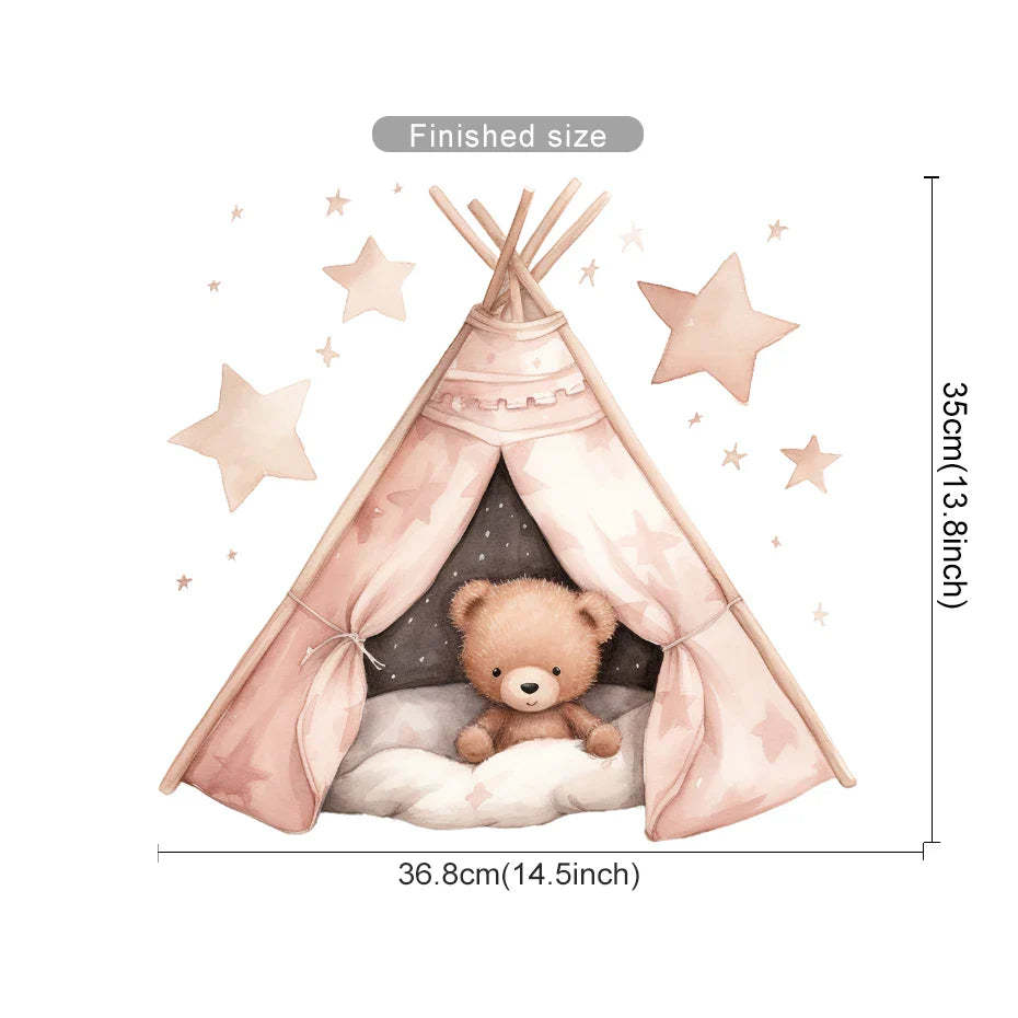 Cute Teddy Bear Teepee Wall Decals